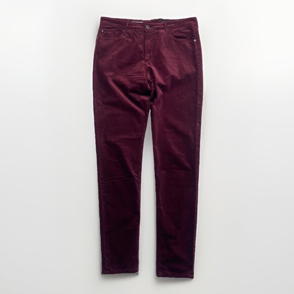 AG Adriano Goldschmied The Farrah Skinny Ankle Velour Jeans Red sz 32R - Picture 1 of 12